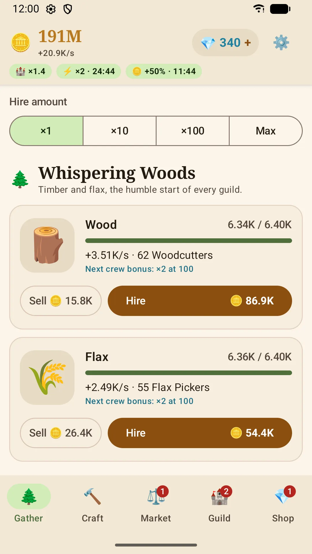 Hearth & Haggle screenshot: Gather