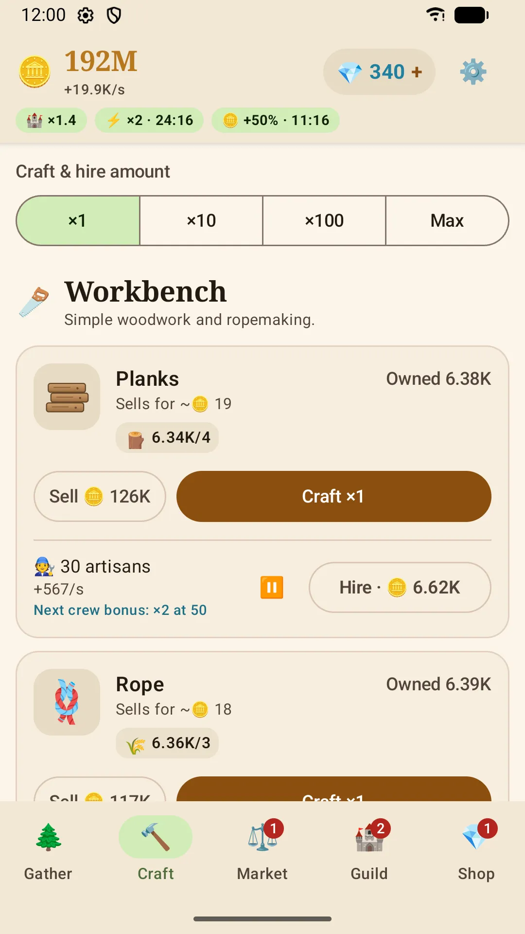 Hearth & Haggle screenshot: Craft